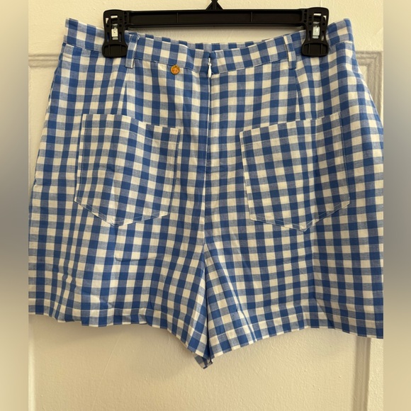 Antik Batik Patty Gingham Cotton Shorts in Light Blue Size M/40 - Picture 3 of 4